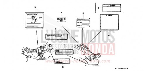 ETIQUETTE DE PRECAUTIONS (2) GL1500AP de 1993